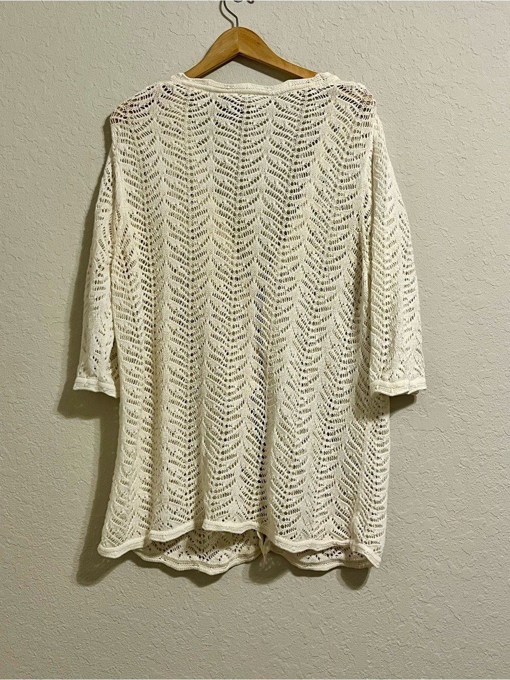 Romantic Boho Crochet Cardigan Open Knit Tie Front Cottagecore 22W Prairie - Picture 8 of 8